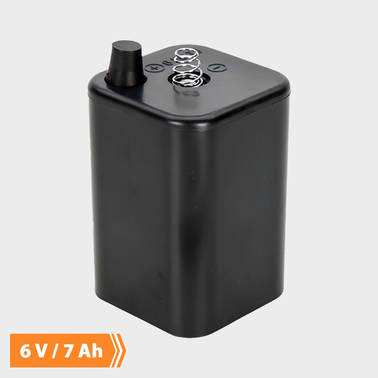Batteri, m/fjeder, 6V 4R25 7Ah