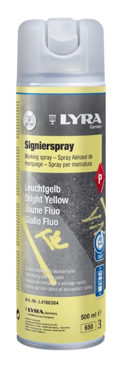 Lyra Mærkespray Neon gul 500ml.