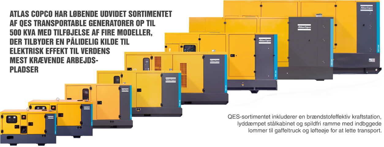 Atlas Copco udvider sortimentet af sine QES-generatorer - op til 500 kVa