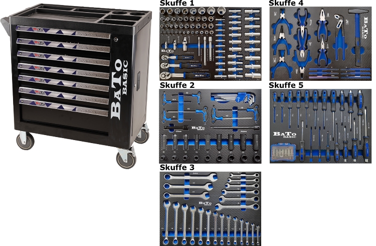 Bato Værktøjsvogn m/6 Skuffer - 231 dele